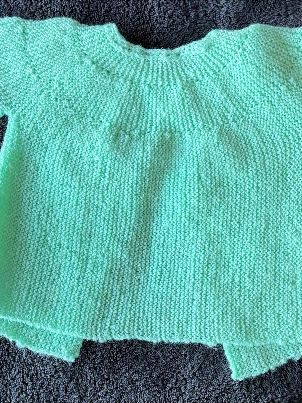 Hand-Knit Mint Green Baby Cardigan
